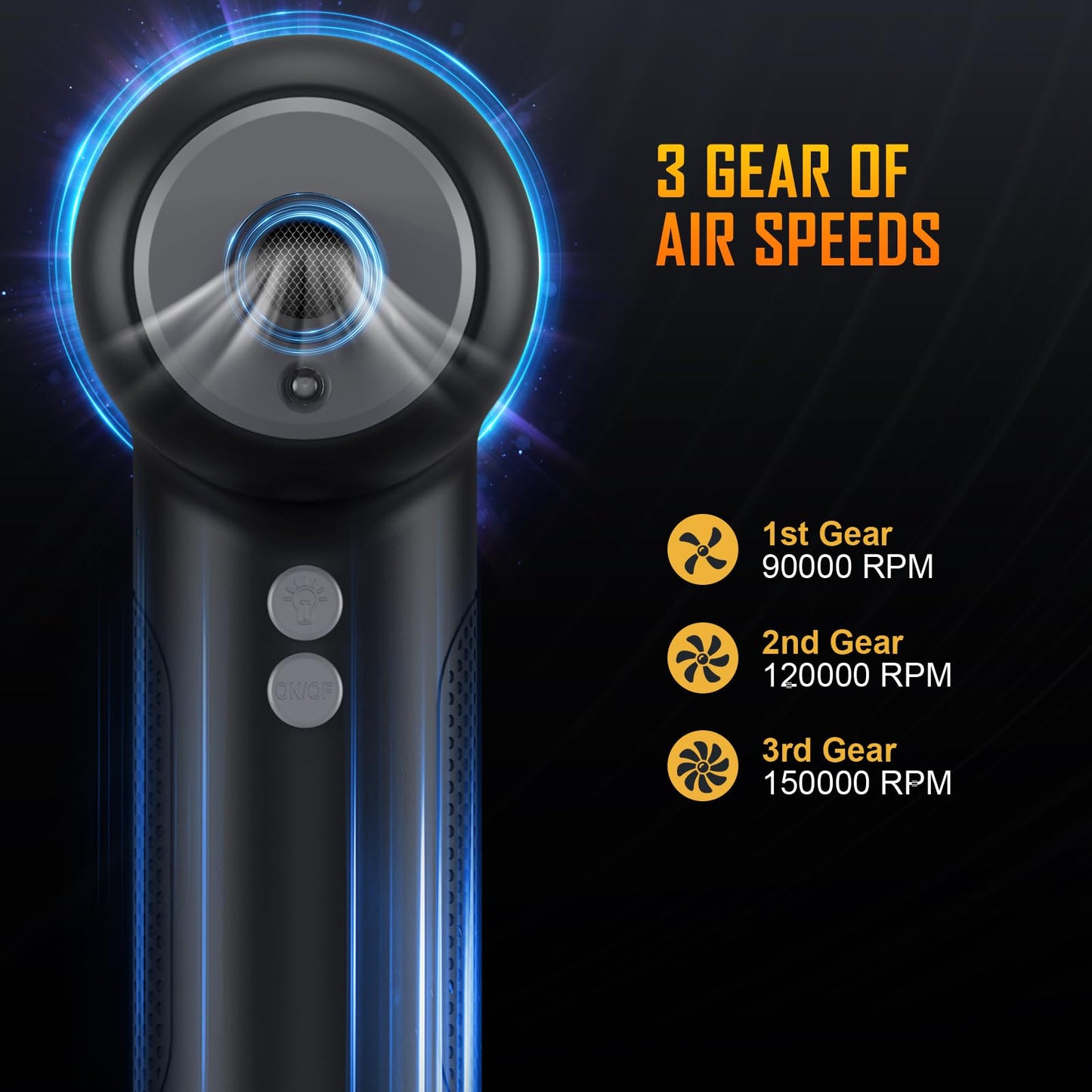 Compressed air Duster - 120000RPM 3 Speeds Electric Air Duster, 7600mAh Battery Cordless Dust Blower for Keyboard Cleaner,Rechargeable Air Blower AIC Can for Office Computers